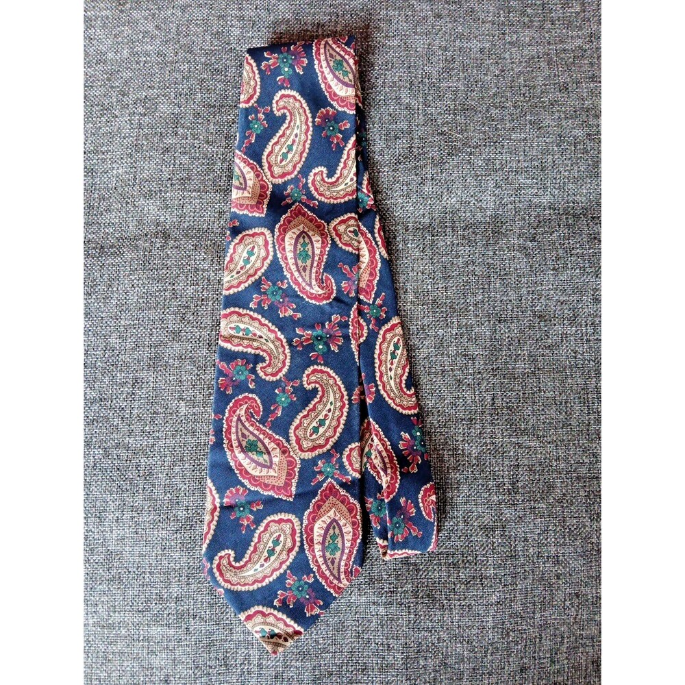Bench Mark Tie 70s 80s 90s Y2K Mens Blue Paisley 3.75 Wide 58 Long